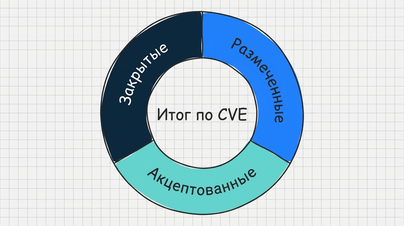 Итог по CVE: закрытые, размеченные, акцептованные