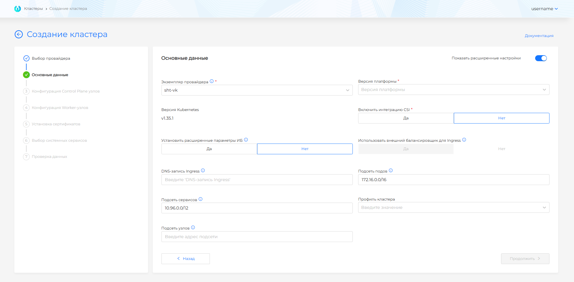 vCloud Director — расширенные основные данные